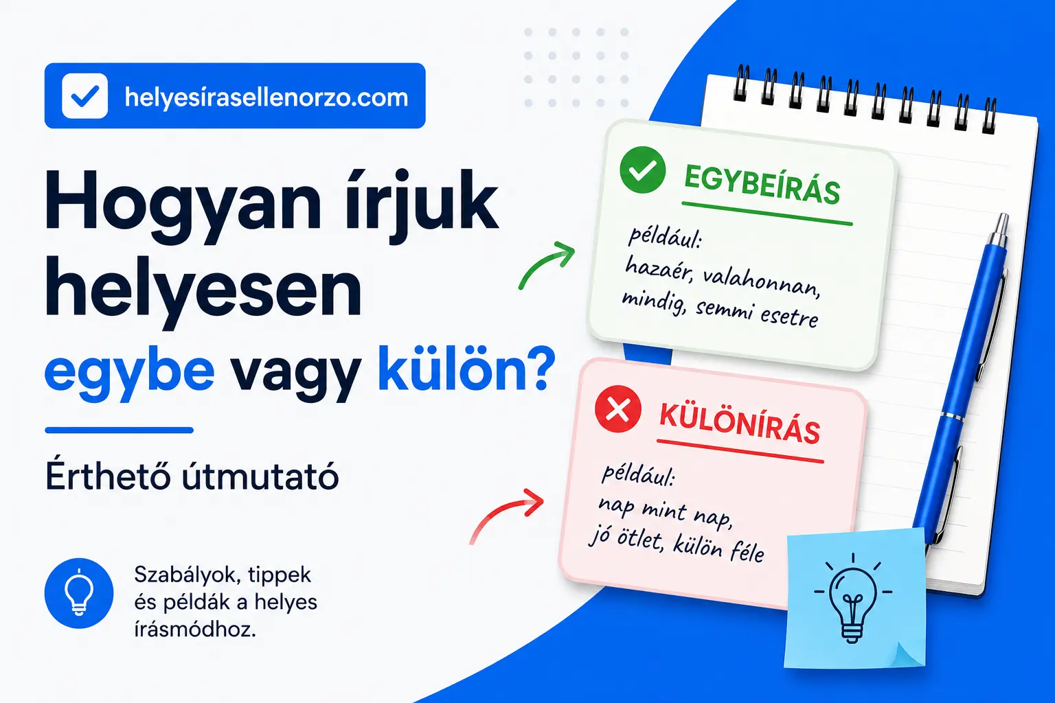 Hogyan írjuk helyesen egybe vagy külön? Magyar helyesírási útmutató példákkal és szabályokkal