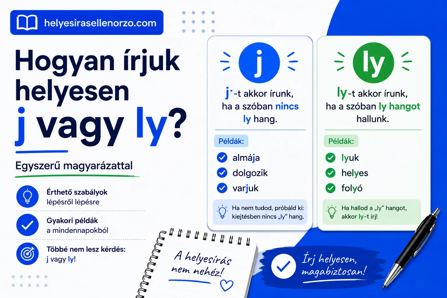 Hogyan írjuk helyesen j vagy ly? Egyszerű magyar helyesírási magyarázat példákkal
